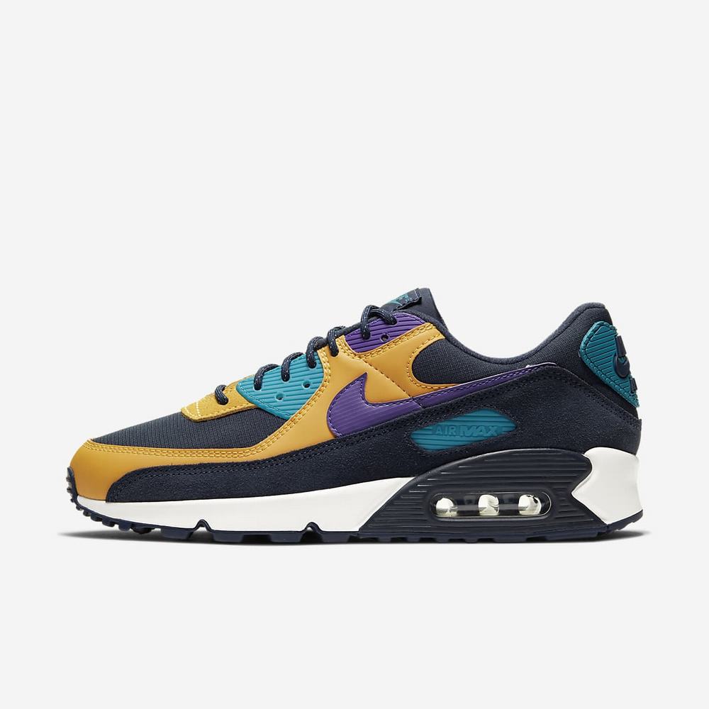 Sneakers Nike Air Max 90 Bleu Marine 9158-026 Pollen Rise/Obsidian/Bright Spruce/Voltage Purple Homme | DXQ-78326190